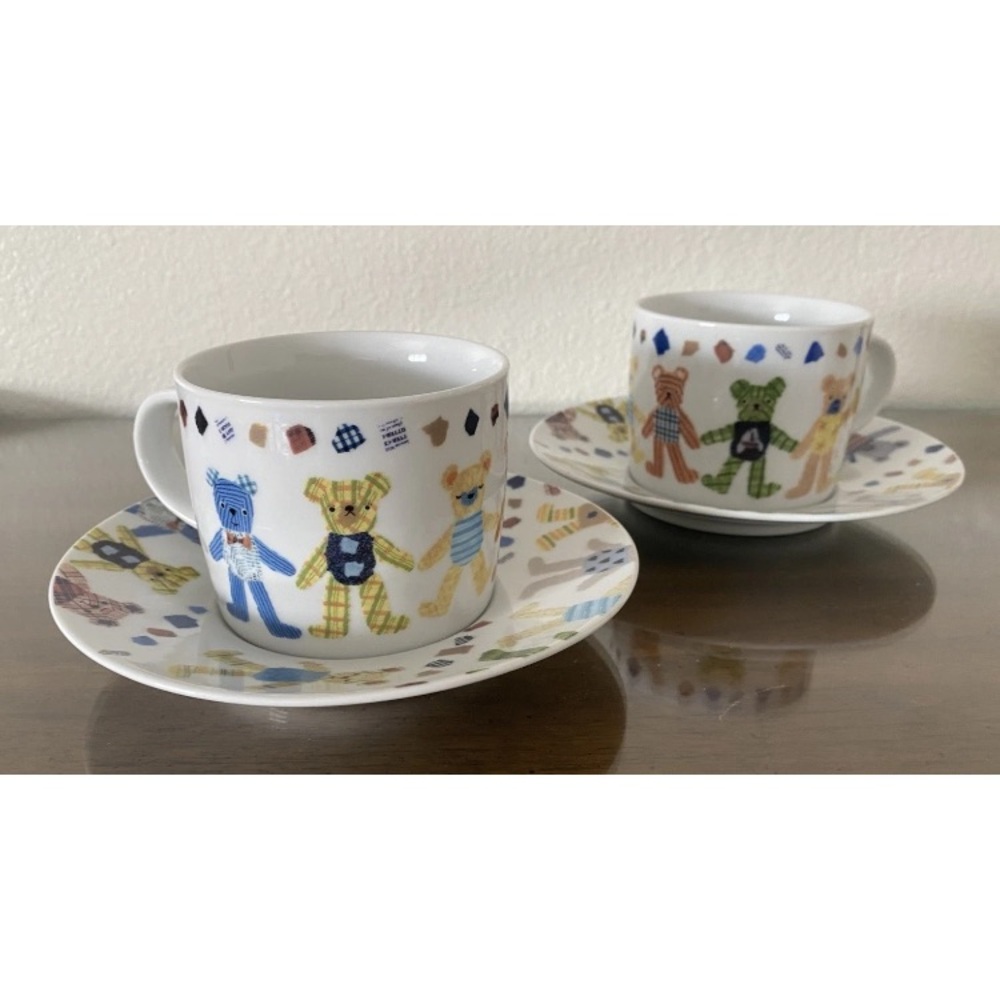 Teddy Bear Patterned Coffee Cup and Saucer Set